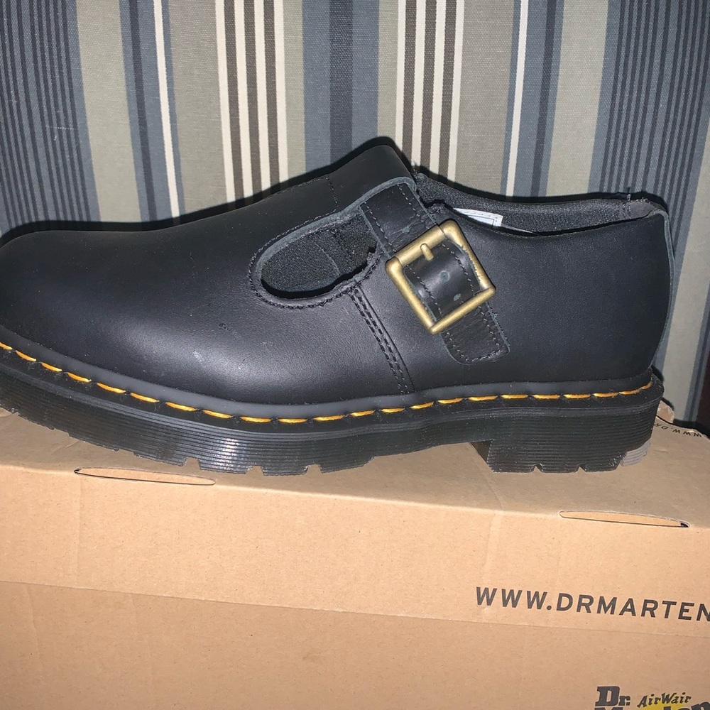 NIB Dr. Martens Women's Polley Mary Jane Oxfords Black Smooth Leather